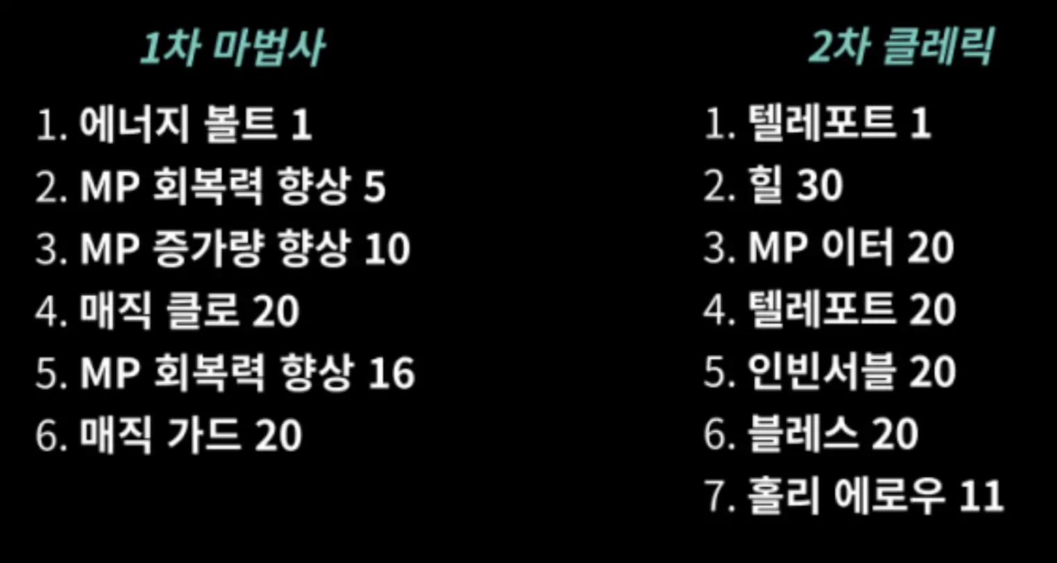 메이플 클레릭 비숍 스킬트리