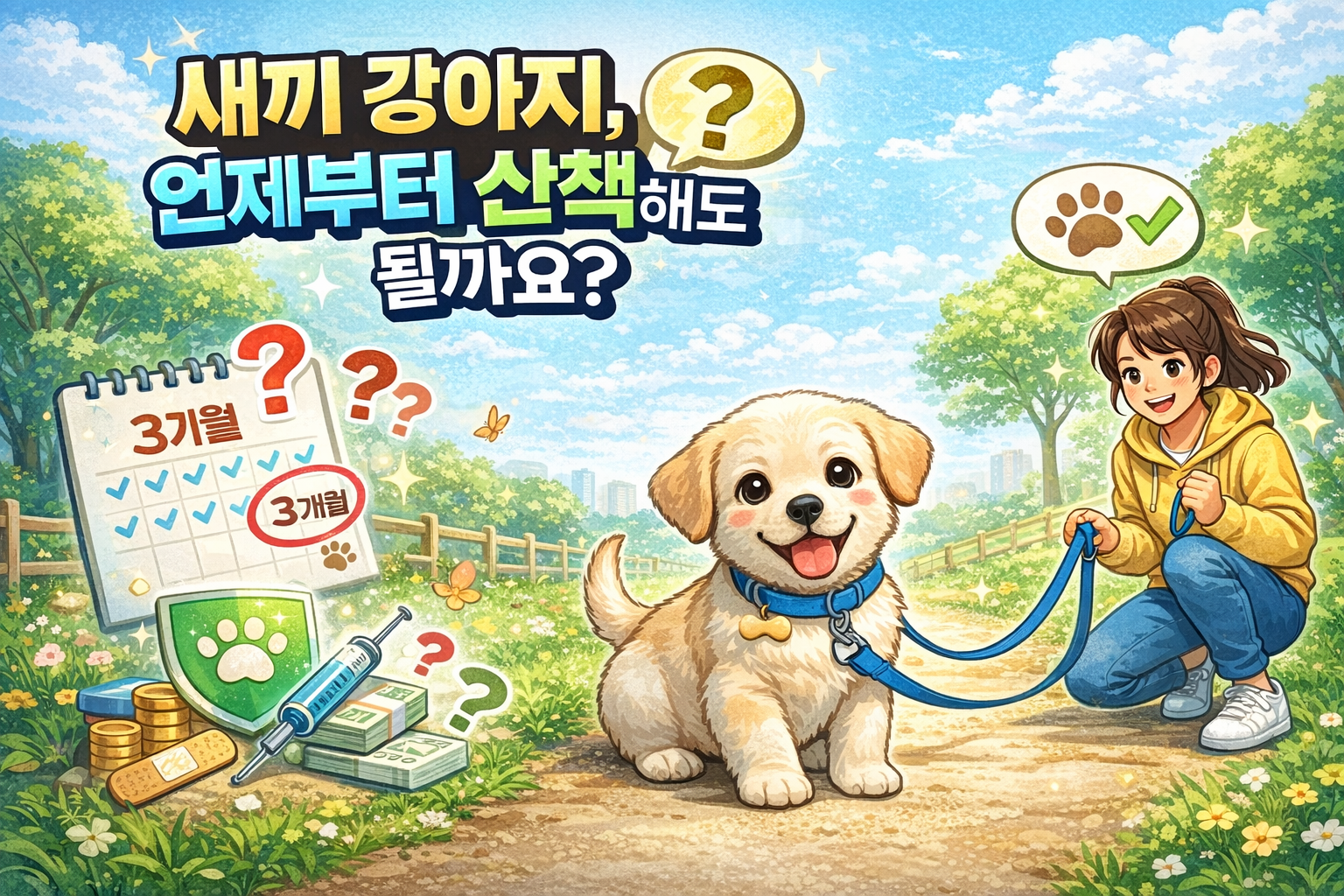 새끼 강아지, 언제부터 산책해도 될까요? 이미지