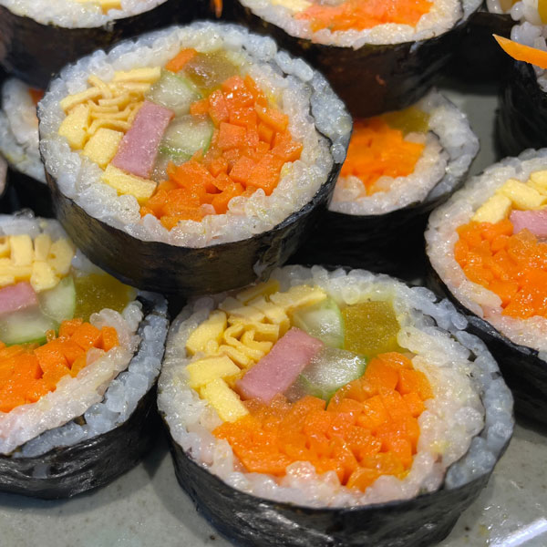 Close-up of Rumi Kimbap made with ajumma's original recipe