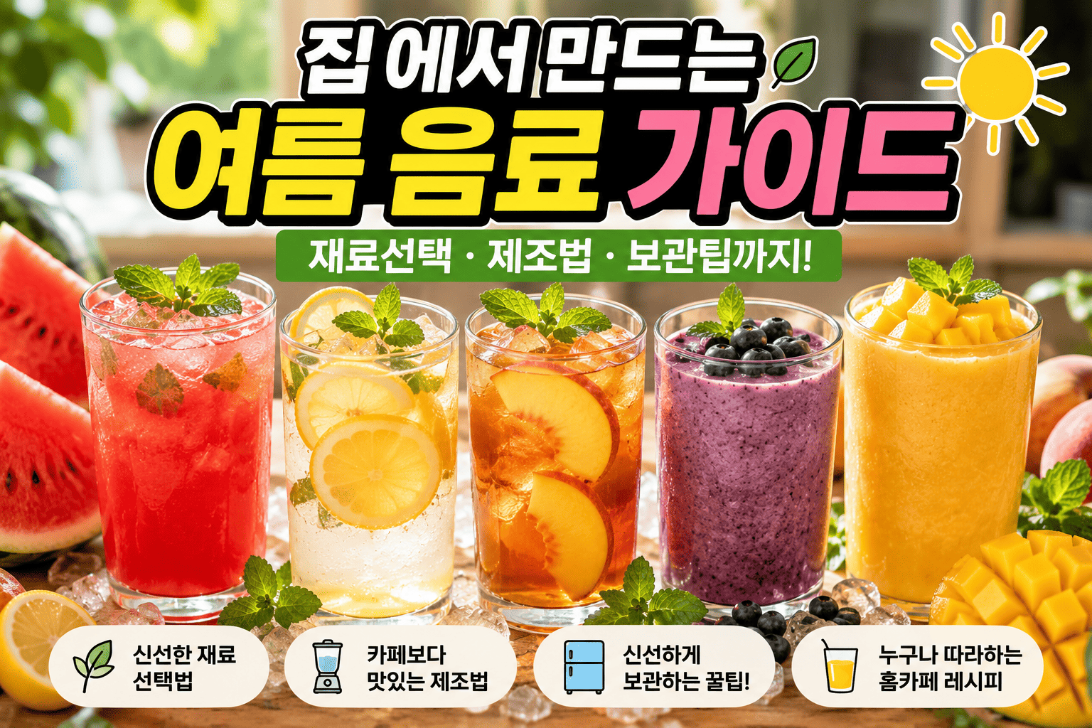 집에서 만드는 여름 음료 가이드 (재료선택, 제조법, 보관팁)