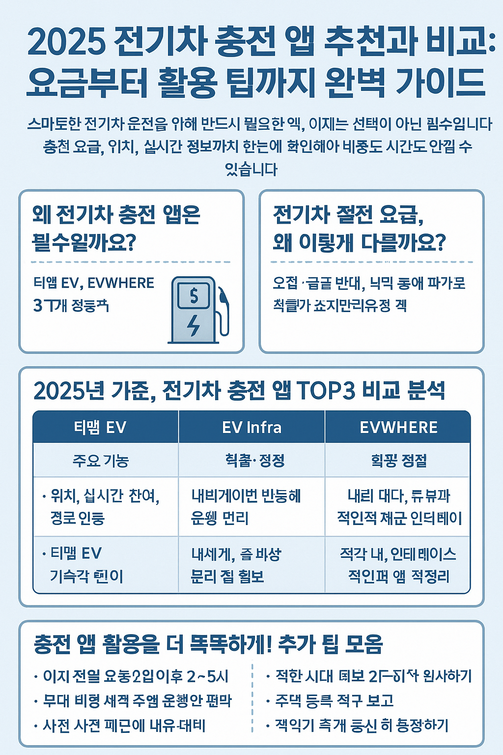 2025 전기차 충전 앱 추천과 비교: 요금부터 활용 팁까지 완벽 가이드