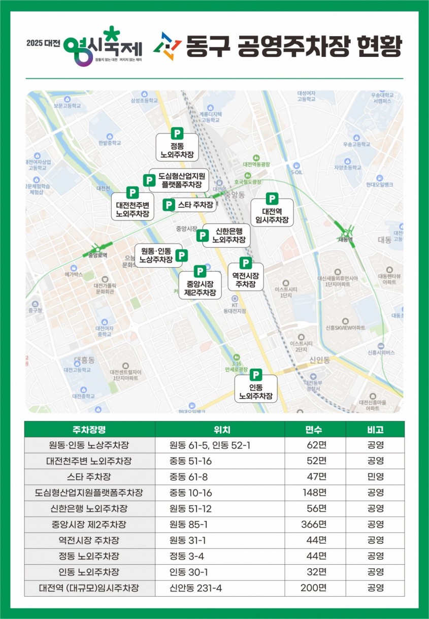 2025 대전0시축제 가수 라인업 일정 지도