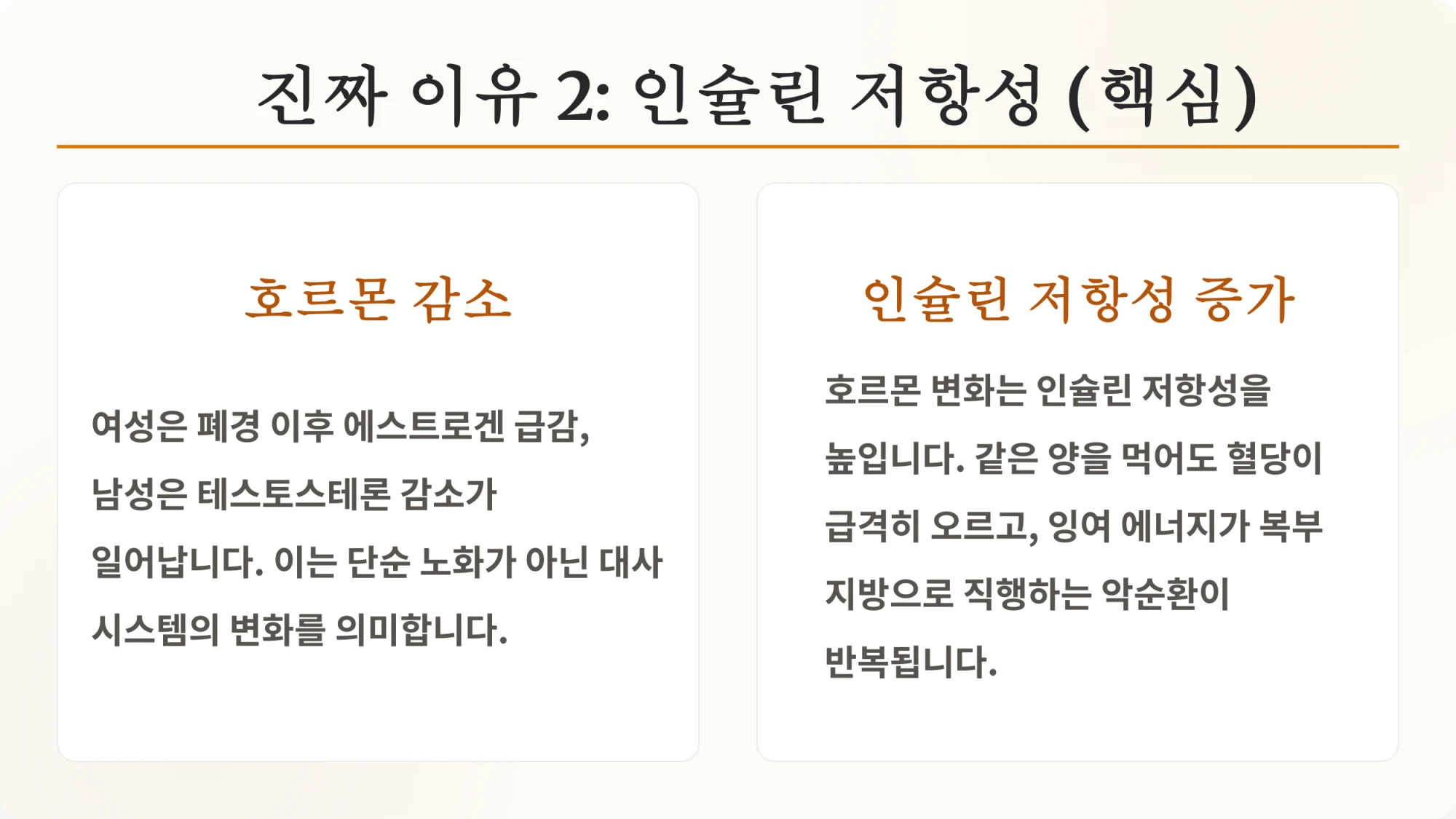 중년뱃살의 두번째원인인 인슐린 저항성에대해 설명한 인포그래픽