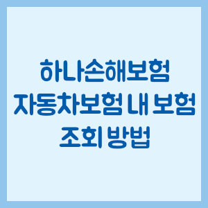 하나손해보험 자동차보험 내 보험 조회 방법