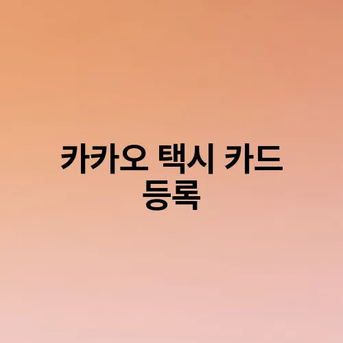 카카오 택시 카드 등록