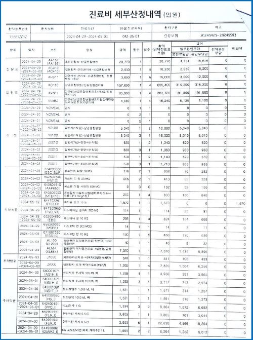 진료 세부내역서