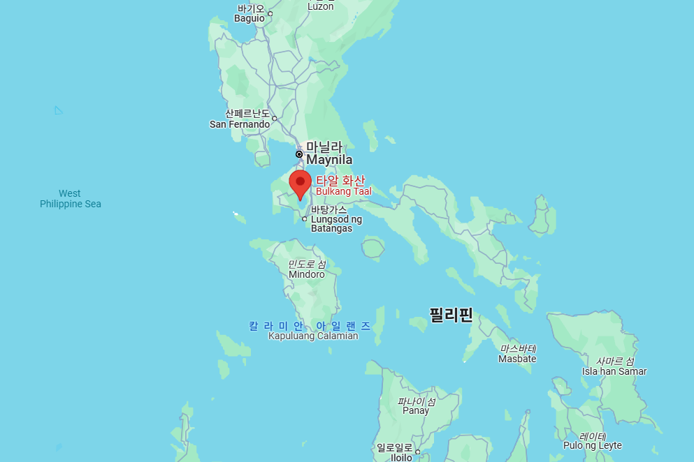 타알 화산의 위치를 알 수 있는 지도