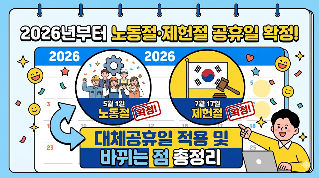 노동절&middot;제헌절 공휴일 확정! 대체공휴일 적용 및 바뀌는 점 총정리 2026