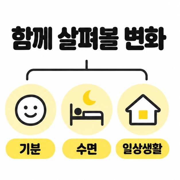 기분과 수면 및 일상생활의 변화를 함께 살피는 연결 도식
