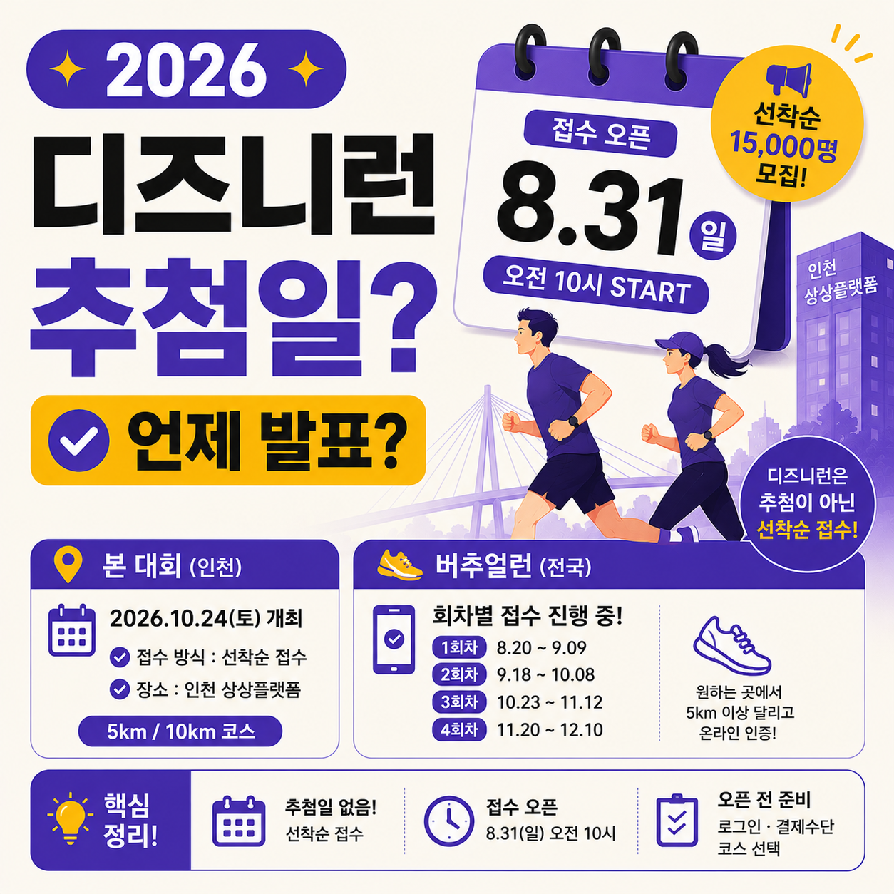 디즈니런 2026 인천 선착순 접수 안내 이미지