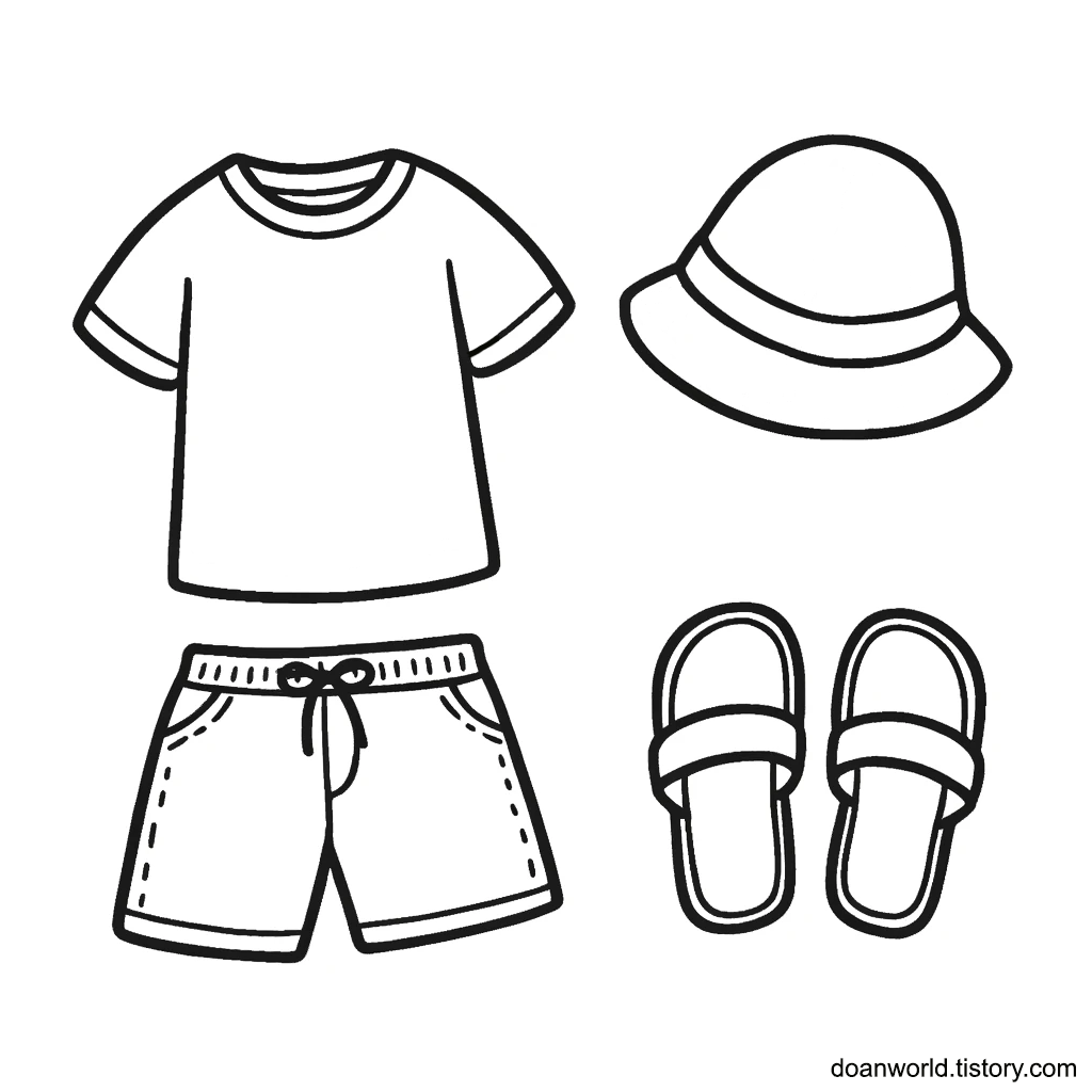 여름 옷 색칠공부 도안