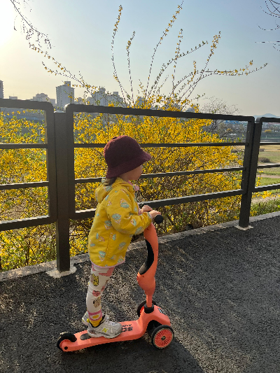 스콧앤라이드 킥보드를 타는 여자 아이