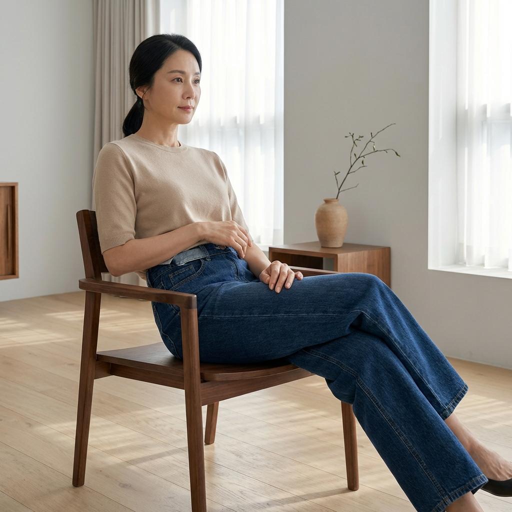 앉아도 편한 허리 밴딩 하이웨스트 청바지