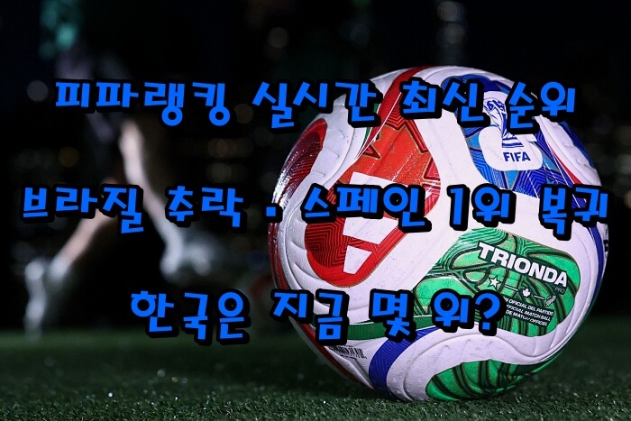 피파랭킹 실시간 최신 순위 / 브라질 추락·스페인 1위 복귀… 한국은 지금 몇 위?
