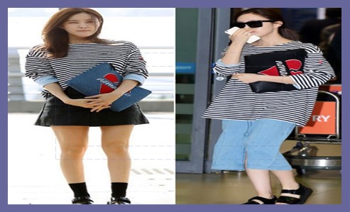 스트라이프 플레어 스커트 코디방법