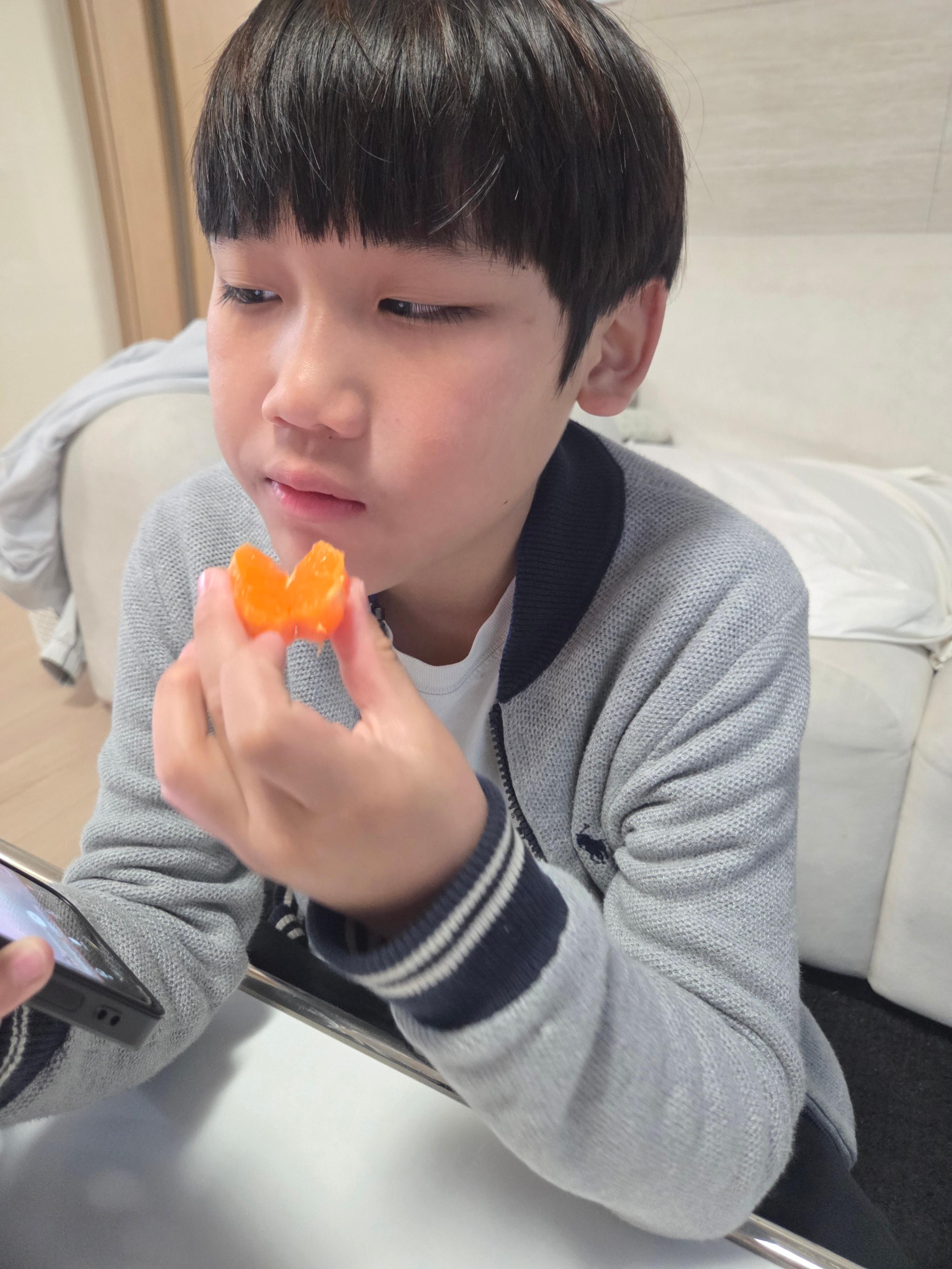 집에 오자마자 만다린 흡입