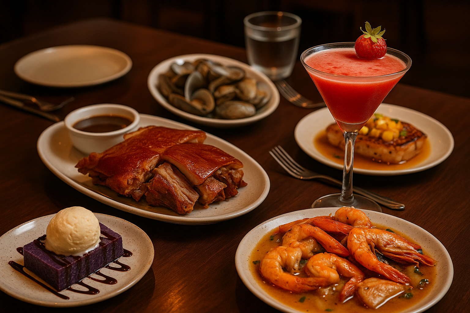 A high-end food presentation in Cebu City featuring signature dishes from popular restaurants