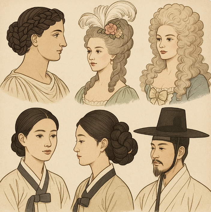 동양,서양의 머리 비교 관련 사진