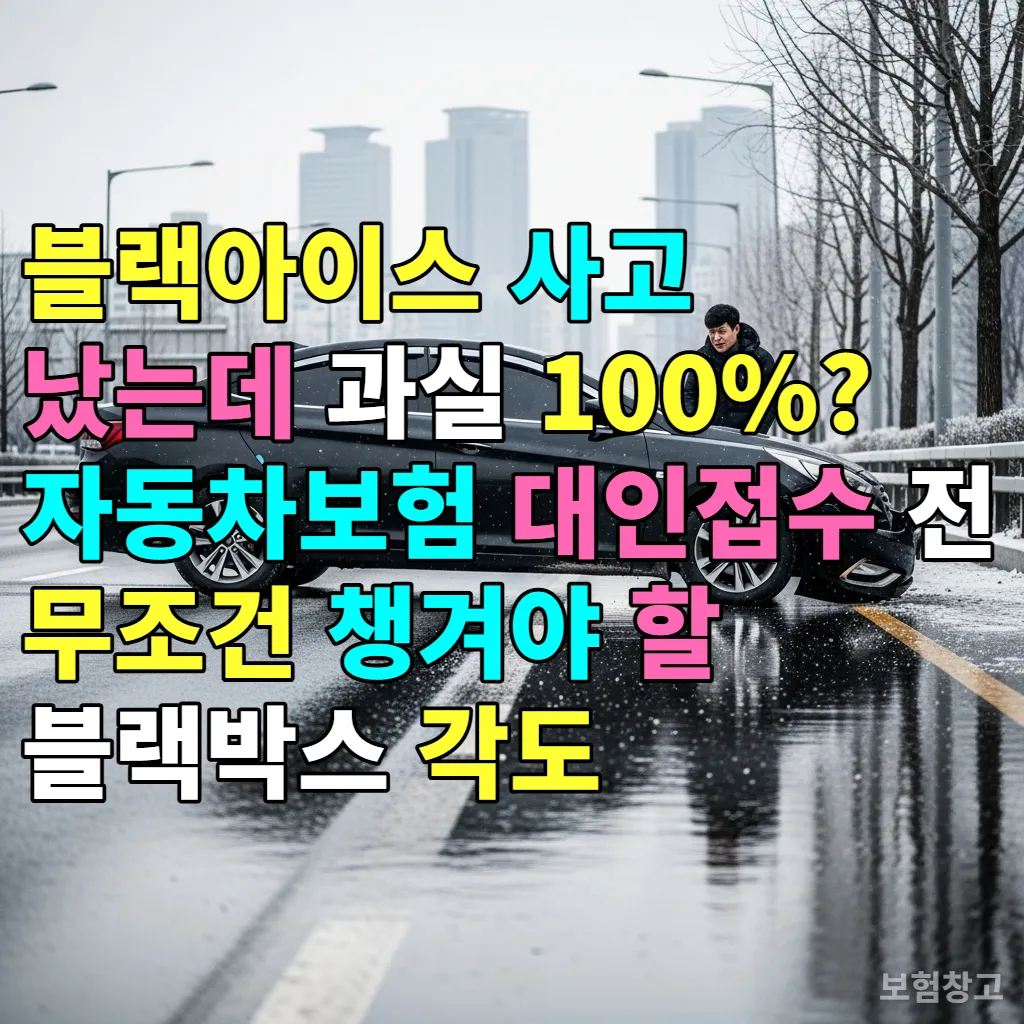 서울 겨울철 도로 위 블랙아이스로 인해 미끄러진 자동차와 당황한 한국인 운전자의 모습