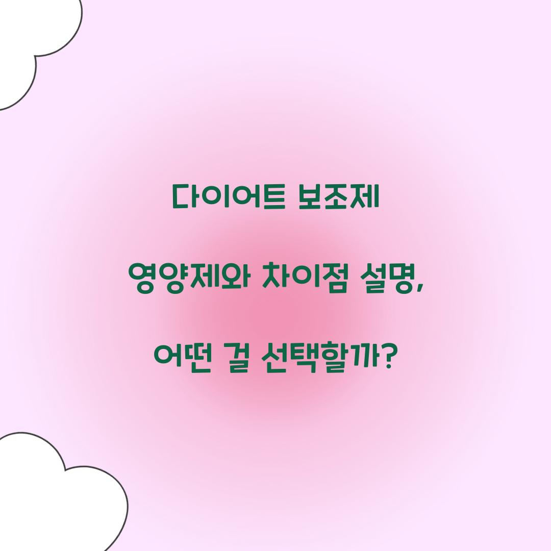 다이어트 보조제 영양제와 차이점 설명
