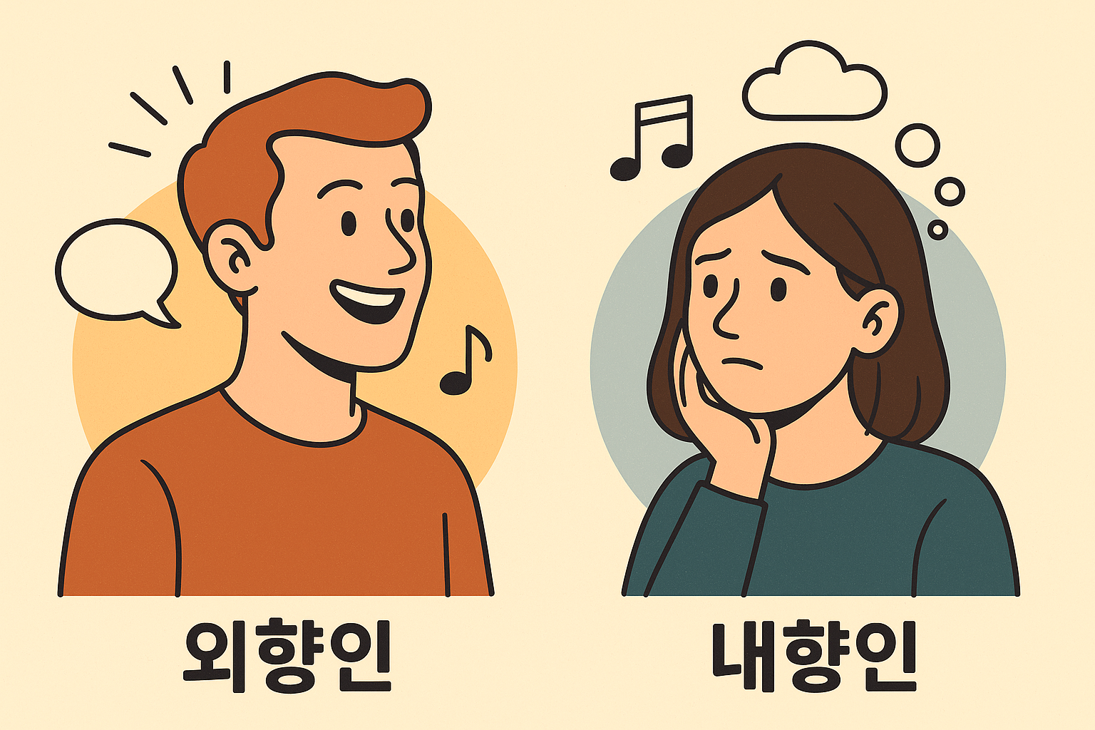 외향인과 내향인을 나타내는 이미지