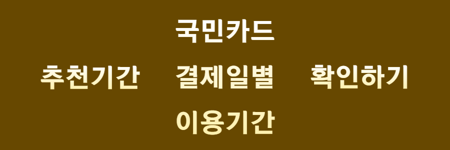 국민카드 결제일별 이용기간 확인하기
