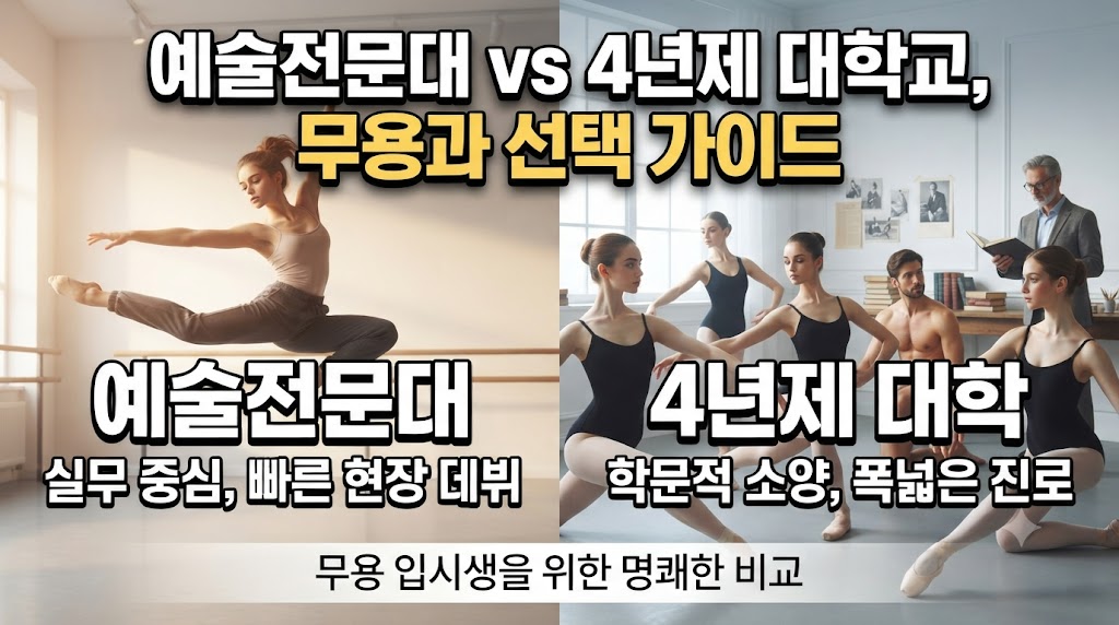 예술전문대 vs 4년제 대학교 무용과, 나에게 맞는 선택은? 무용 입시생을 위한 명쾌한 비교