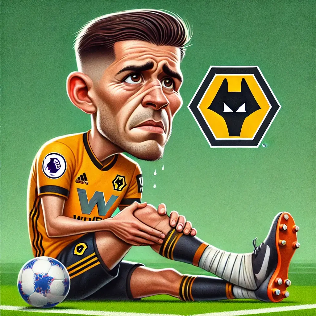 울버햄튼 선수, 경기 중 부상으로 고통스러워하는 모습