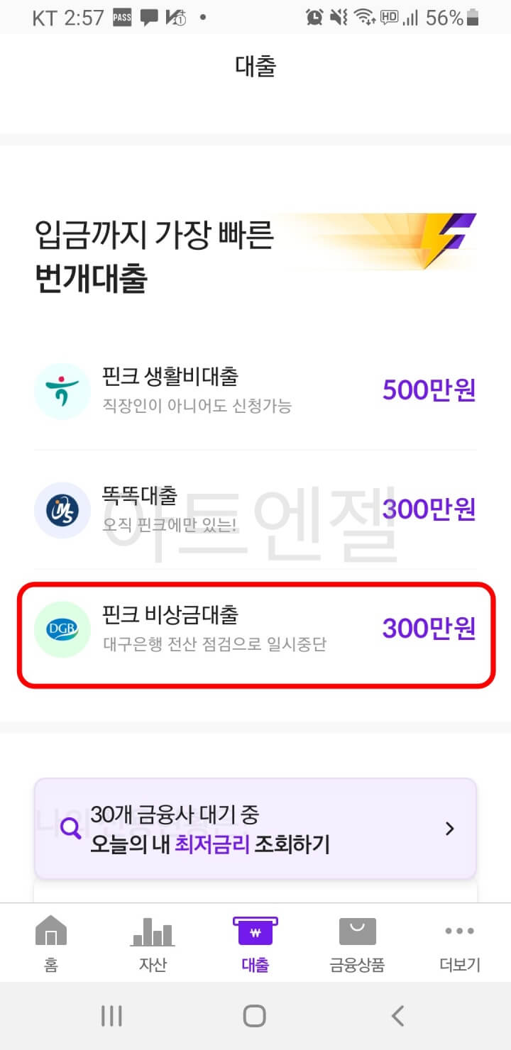 핀크 비상금대출 자격조건