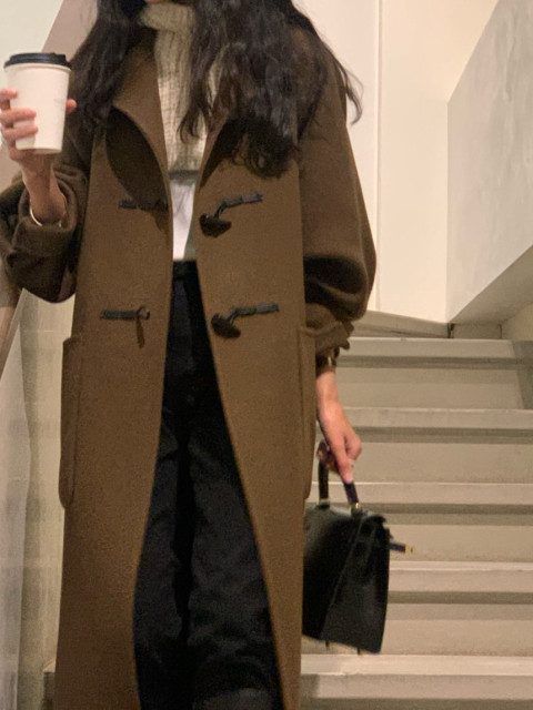 베르가못 하이넥 핸드메이드 더플 떡볶이 롱 코트