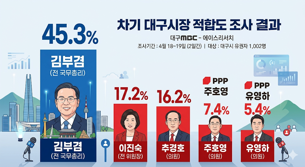 6.3 지방선거 대구시장 지지율 여론조사로 본 민심 흐름