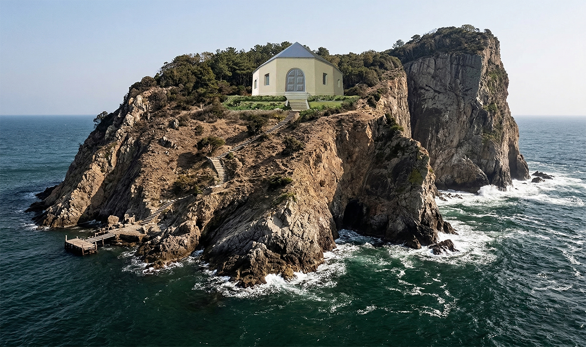 소설속 섬의 모습을 시각화한 이미지