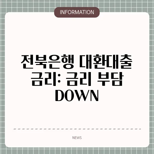전북은행 대환대출 금리: 금리 부담 DOWN