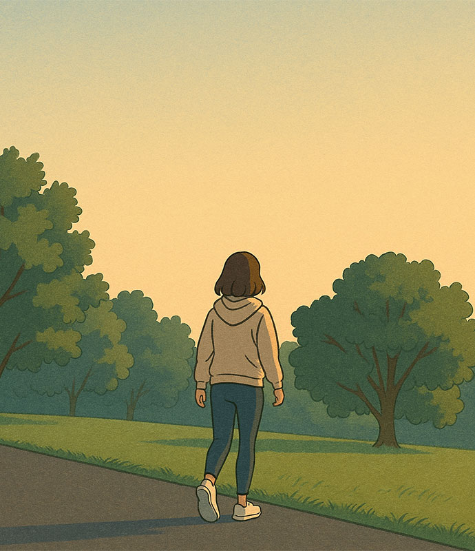 조용한 아침, 걸음이 생각을 깨우는 시간.