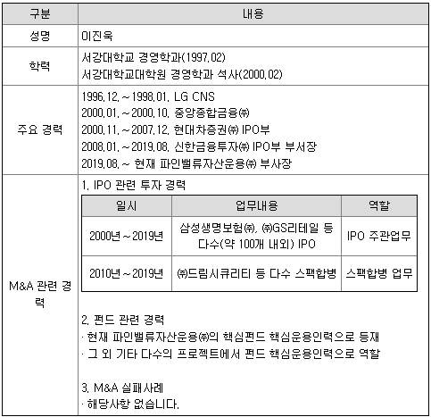 대표이사 주요 경력