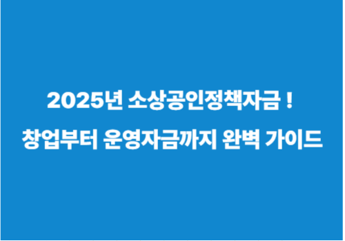 2025년 소상공인정책자금 ! 창업부터 운영자금까지 완벽 가이드