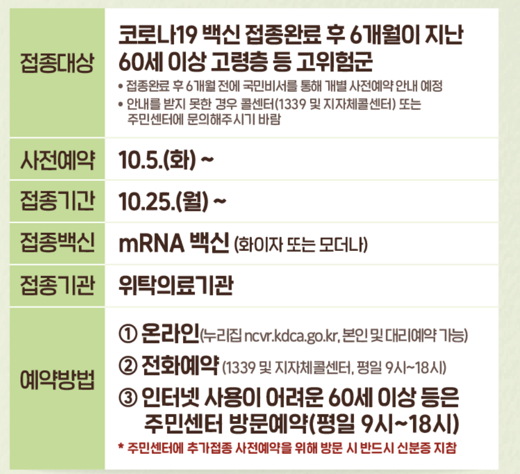 백신 사전예약 기간 나온 일정표