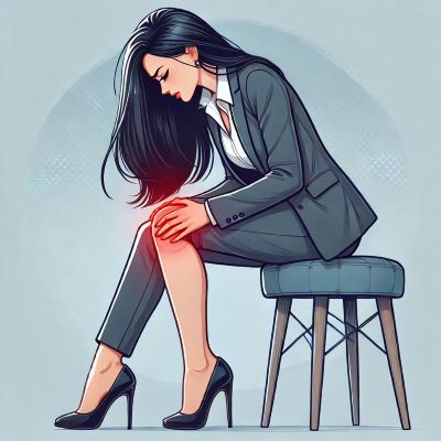 무릎 통증으로 괴로워하는 여성