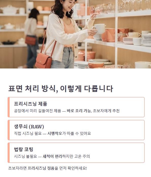 무쇠팬 소재와 길들이기 방식 확인