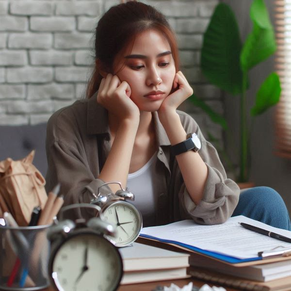 번아웃 증후군을 겪는 젊은 여성