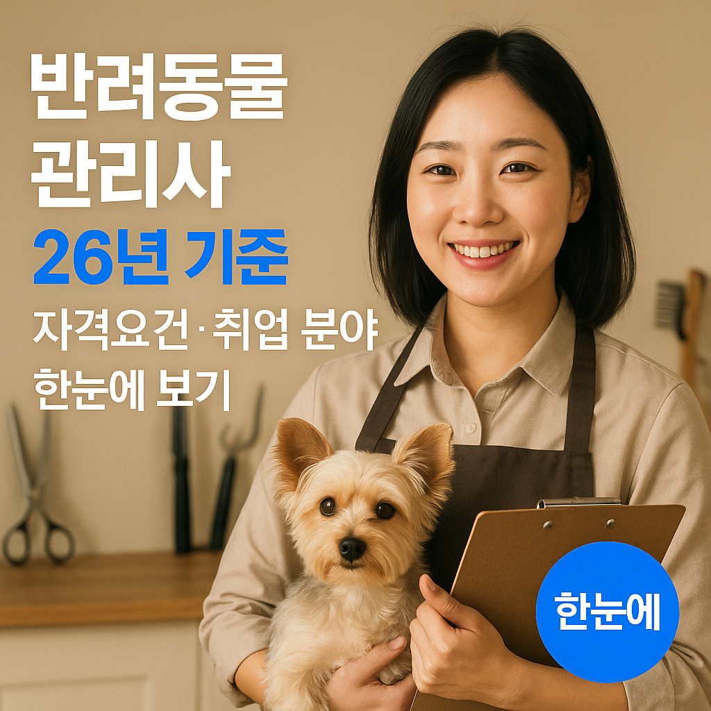 반려동물관리사 26년 기준 ｜ 자격요건&middot;취업 분야 한눈에 보기