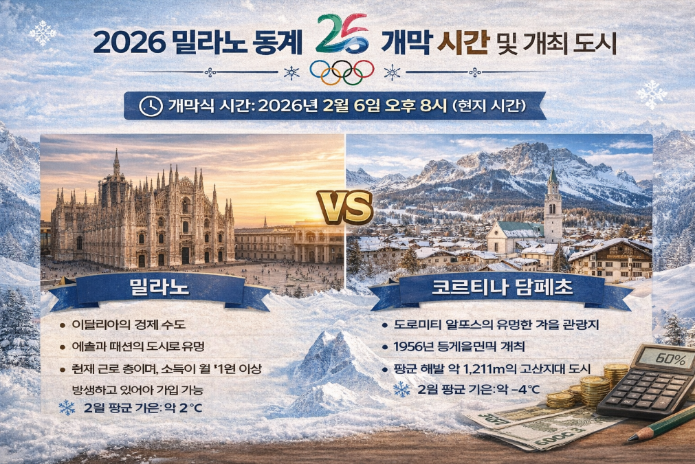 2026 밀라노 동계올림픽 개막 시간과 개최 도시 특징 한눈에 비교