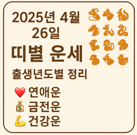 2025년 4월 26일 띠별운세