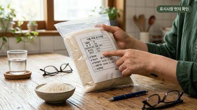 상황버섯 쌀 라벨 확인 이미지