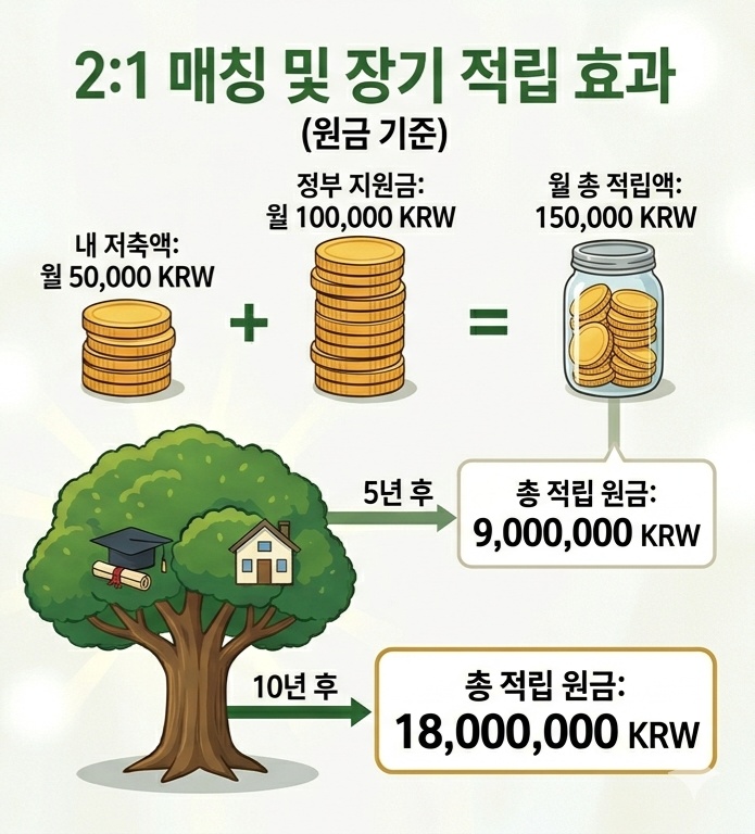 디딤씨앗통장 10년 적립 시 1800만원 혜택 그래프