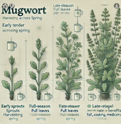 쑥, 채취 시기별 특징 관련 사진