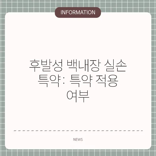 후발성 백내장 실손 특약: 특약 적용 여부