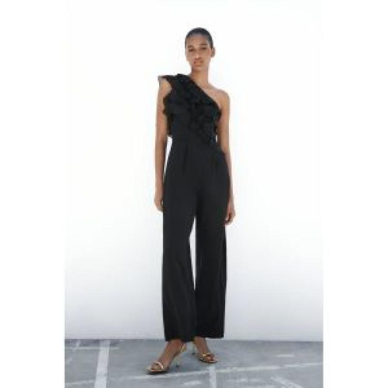 자라 ZARA 언밸런스 프릴 점프수트154963