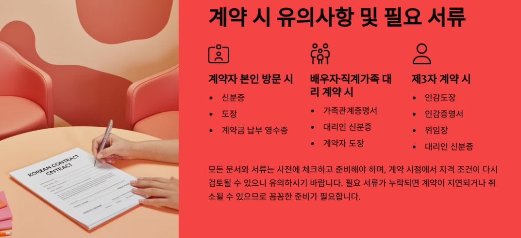 유의사항과 필요서류