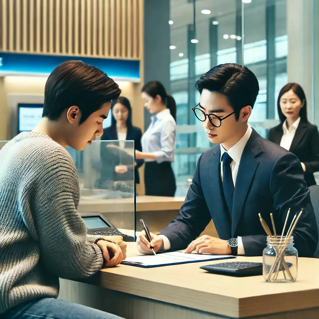 은행에서 대출을 받는 사람